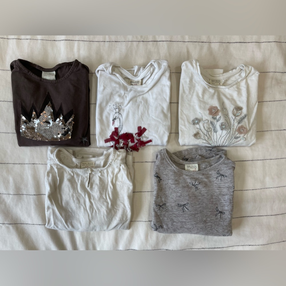 Bundle of 5 zara long sleeve top. All have detail. Sizes 5/6 and 6 years